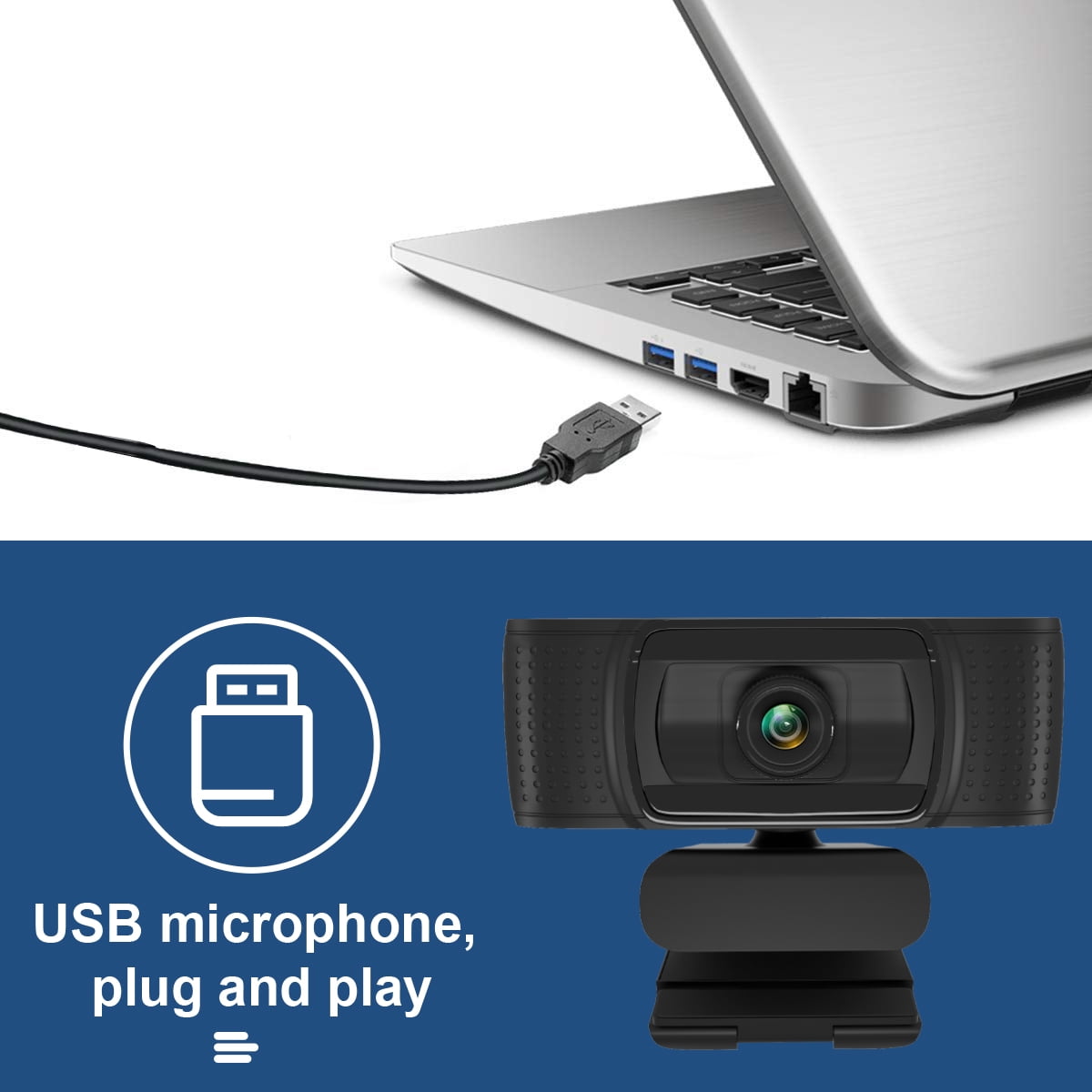 Anivia 1080p HD Fixed Focus Webcam, USB Camera with Microphone Free Cover Slide,Video Calling Computer Camera, Built-in Mic, Flexible Rotatable Clip(The Tripod not Included&Ship from USA）