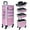 Pink, variant on 4-in-1 Rolling Makeup Train Case Lift Handle, 4 Removable Wheels Lockable Keys, Aluminum Cosmetic Extra Large Trolley Beauty Travel Organizer Box, with 360° Swivel Wheels, Sliver