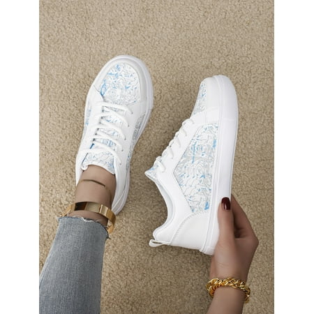 

Women Two Tone Lace-up Front Casual Shoes Sporty Outdoor Skate Shoes Women‘s Footwear