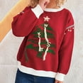 thumbnail image 5 of successthop Christmas Ugly Sweater Women Knit Long Sleeve Tops Crewneck Pullover Knitwear Ribbed Cuff Print Clothes Red, 5 of 5