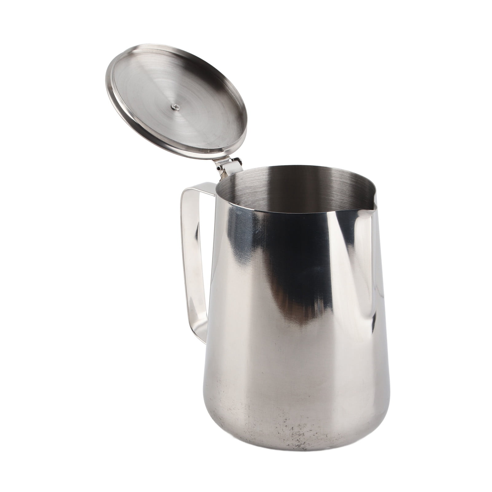 Pichet à Lait En Inox 1000mL - Bec Verseur Anti-goutte, Couvercle, Pour Mousser Le Lait Et Café Au Lait