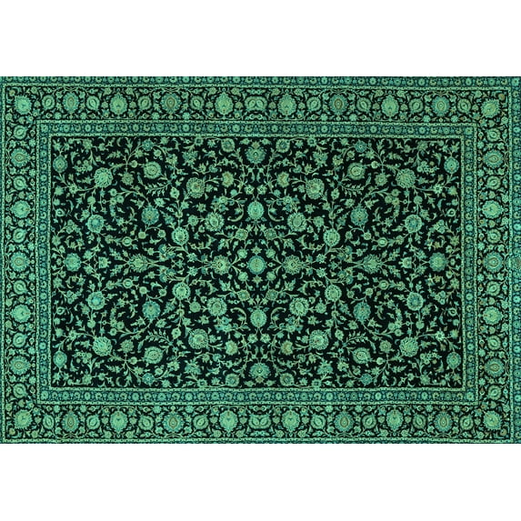 Ahgly Company Machine Washable Indoor Rectangle Persian Turquoise Blue Traditional Area Rugs, 4' x 6'