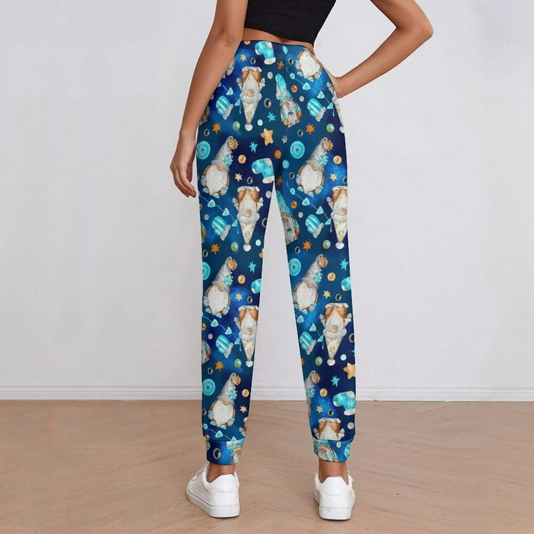 Ice Blue Old Man Cute Winter Women's Sweatpants Joggers with