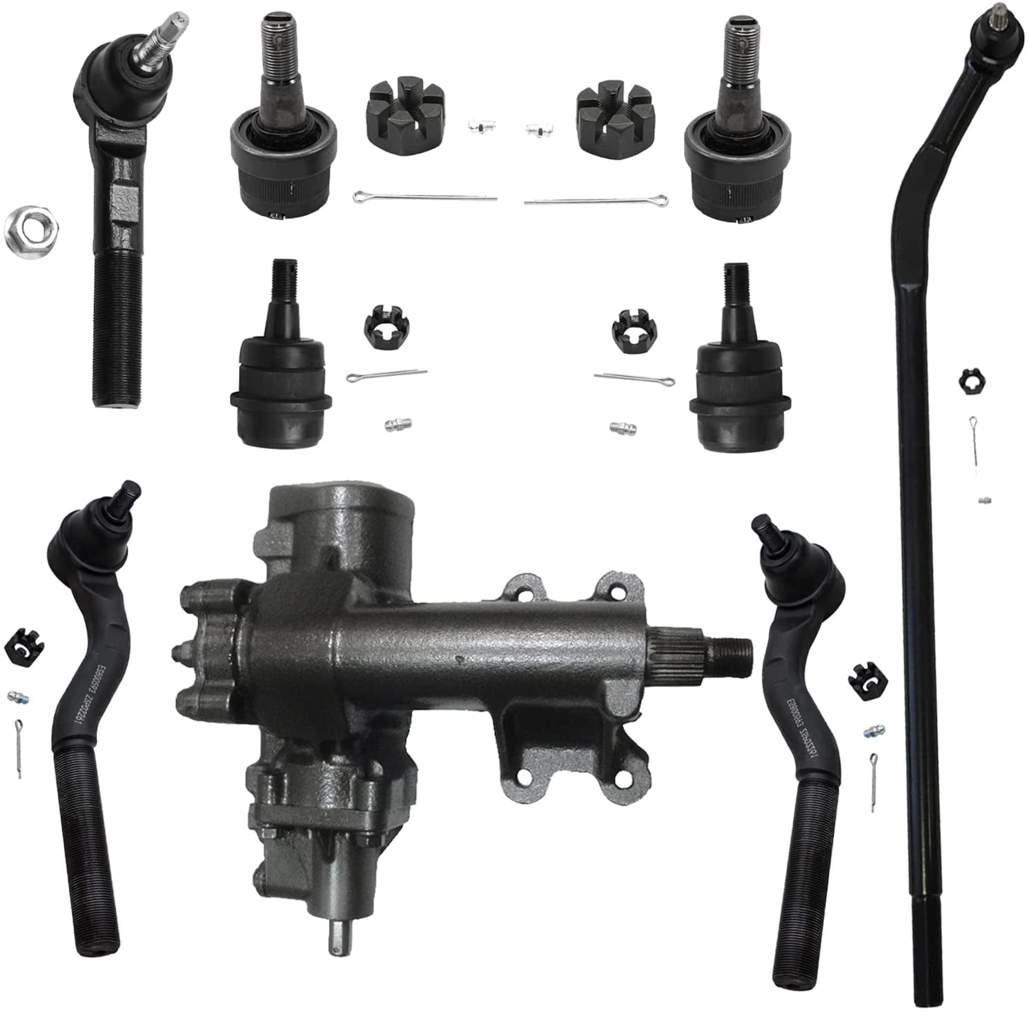 Detroit Axle - 9pc Power Steering Gear Box Tie Rods Ball Joints Replacement  for Jeep Wrangler 