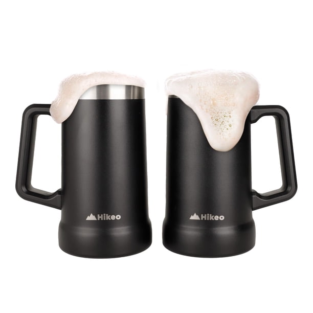 Hikeo Tarro Cervecero de Acero Inoxidable (2 Pz de 730 ml c/u) de Doble Pared Térmica, Vasos Térmicos para Agua y Bebidas, Tarro de Cerveza, Tazas para Café, hasta 4 H
