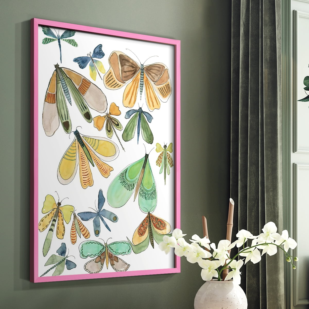 Wings Galore II Framed Print - Solid Wood in Single Picture Frame Solid Wood 2 Framed Print