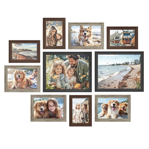 Set de 10 marcos de fotos SONGMICS con 16 alfombrillas, 8 x 10, 5 x 7 x 6 pulgadas