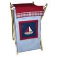 thumbnail image 2 of Bacati - Aidan Plaids Stripes Boys Blue Red Khaki Laundry Hamper with Wooden Frame, 2 of 4