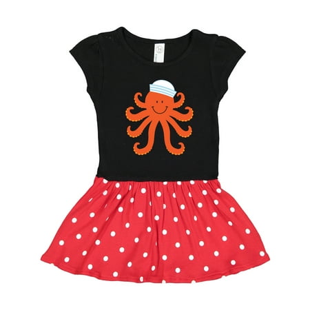 

Inktastic Orange Octopus Cute Sea Creature Nautical Gift Toddler Girl Dress