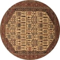 thumbnail image 1 of Ahgly Company Indoor Round Oriental Brown Industrial Area Rugs, 4' Round, 1 of 4