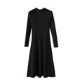 thumbnail image 1 of Birdeem Longue Robe d'Été pour Femmes Mode pour Femmes Couleur Unie Tricot Manches Longues Robe à Col Rond Robe à Manches Longues pour Femmes, 1 of 3