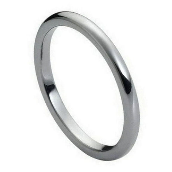 High Polish Tungsten 2MM Classic Domed Wedding Band Ring Size 6.5