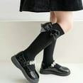 thumbnail image 4 of Godderr Kids Girls Thigh High Socks Toddler Uniform Knee High Socks Cotton Breathable Tube Stockings Toddlers Bow Dress Socks Girls Tube Uniform Stockings 2 Pairs for 3-12Y, 4 of 7