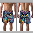 thumbnail image 3 of luoweisi Men's Beach Shorts Quick Dry Swim Trunks with Mesh Lining Cartoon Owl S, 3 of 5