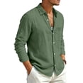 thumbnail image 5 of BRANROY Long Sleeve Shirts for Men - Fall Casual Outdoor Workwear Linen Cotton Button-Front Shirt for Active Days,Army Green L, 5 of 9