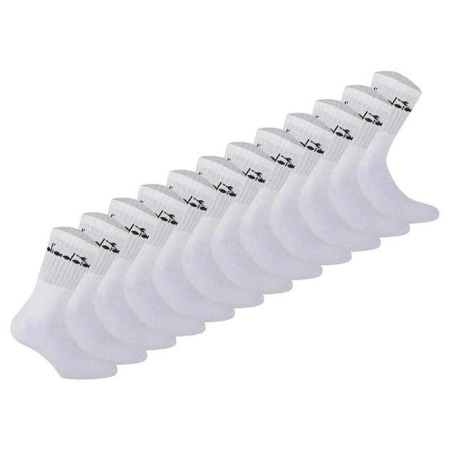Calcetines de Tenis Unisex Diadora - Paquete de 12, Logotipo Blanco 39-42