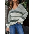 thumbnail image 6 of Sidefeel Womens Stripe Color Block Knitwear Sweater Winter Loose Slouchy Pullover Jumper Tops L 12-14, 6 of 10