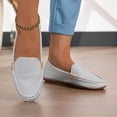 thumbnail image 5 of Women's Wide Width French Style Buckle Loafers, Faux Leather Round Toe Slip-On Lightweight Casual Dress Shoes for Daily Wear, White/Multi-Color, 5 of 10