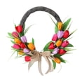 thumbnail image 3 of Corona artificial de primavera y verano de tulipanes de 15,75 pulgadas para decoración del hogar para la puerta principal. Estilo D, 3 of 9