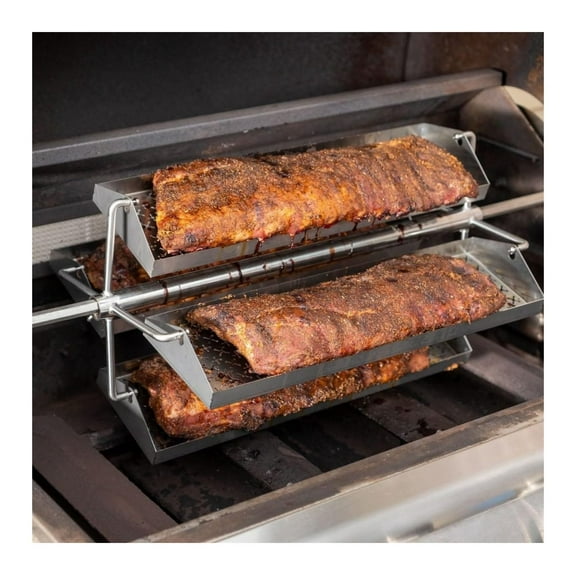 Signature Rib Rotisserie Rotating BBQ Grill Trays - BBQ-RRW