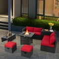 thumbnail image 4 of Costway 9 PCS Patio Furniture Set with 32" Fire Pit Table 50,000 BTU Square Propane Fire Pit Red, 4 of 10
