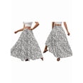 thumbnail image 3 of Women's Floral Boho Pleated Maxi Skirts Elastic High Waist Flowy Skirt for Beach Summer White XL, 3 of 9