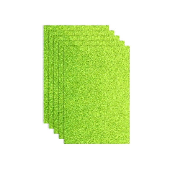 5 Pack Light Green Glitters Foam Sheets, 8 x 12 Inch Sparkle EVA Foam Sheets for Crafting(1.5mm Thick)