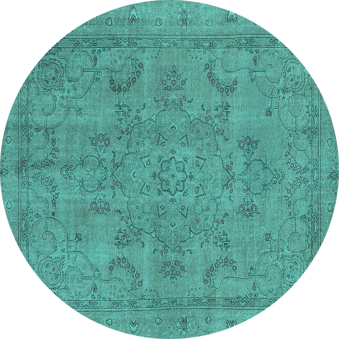 Ahgly Company Indoor Round Oriental Turquoise Blue Industrial Area Rugs ...