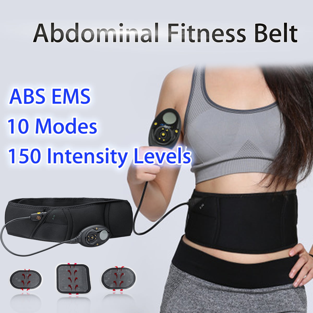 EMS Electric Muscle Stimulator USB Rechargeable Adjustable Fitness Equipment 10 Modes 0~150 Intensity Unisex
