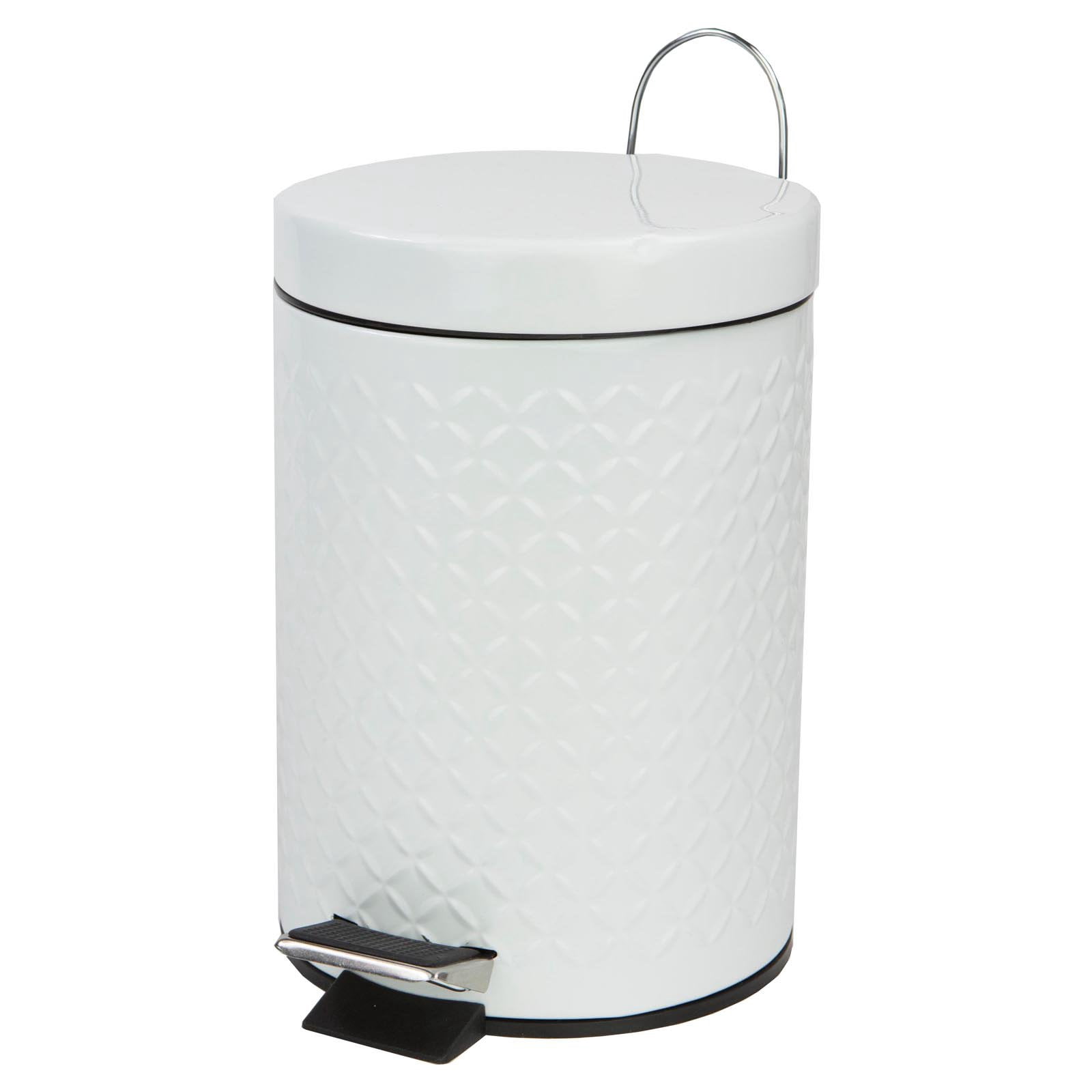 Home Basics Embossed Bathroom Trash Can