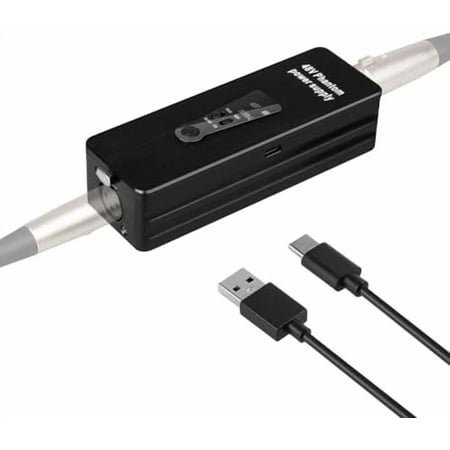 Phantom Power Supply 48V/12V Switch, Rechargeable Portable Phantom Power for Condenser/Interview Shotgun Microphone, Audio Interface, Recording Studios, Up to 40h Working Time$$Music