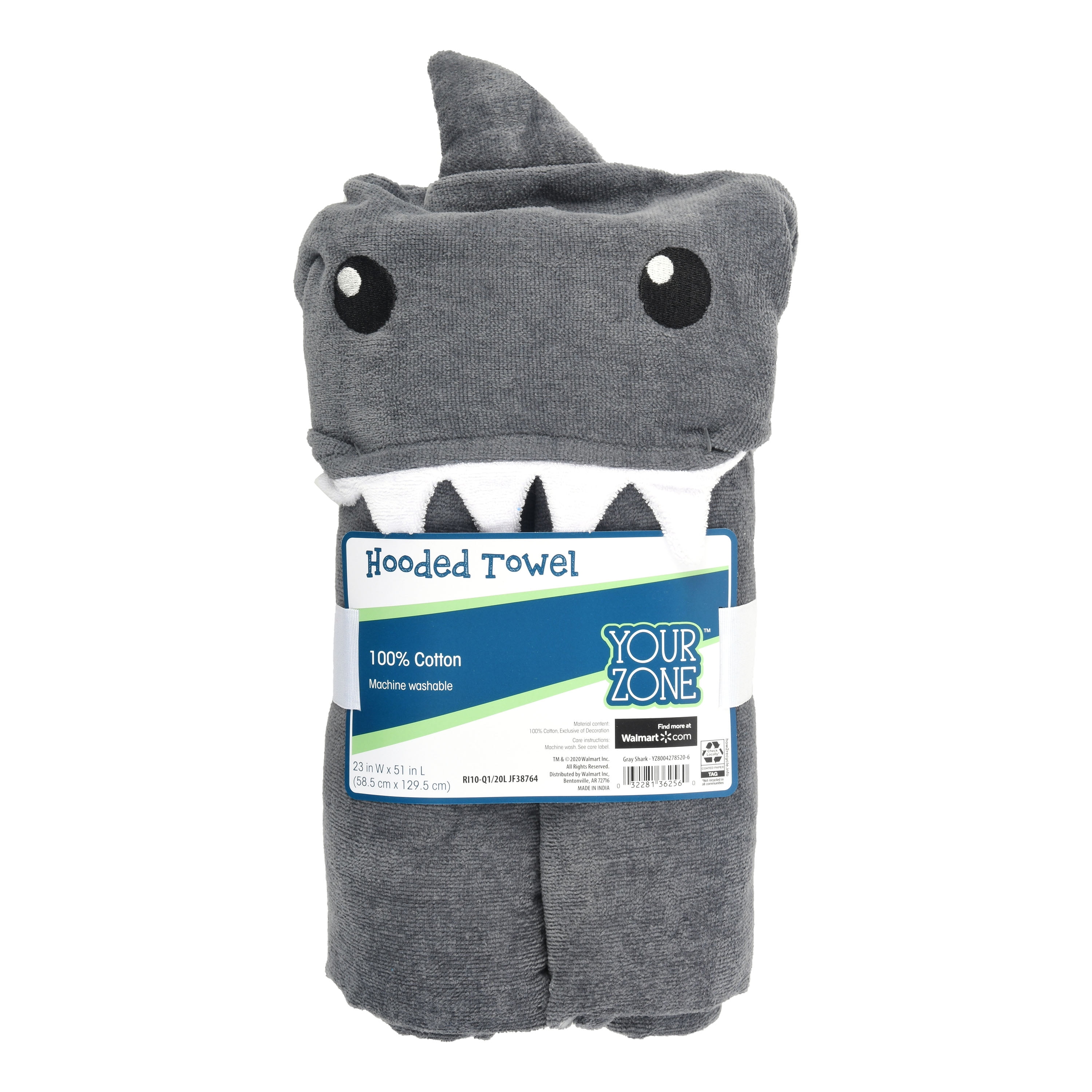 Your Zone Shark Hooded Towel, 100 Cotton
