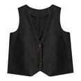 thumbnail image 3 of Women Vests Sleeveless Ladies Solid Color Vintage Tie Clasp Cotton Linen Vests Outerwear Trendy Clothes, 3 of 5