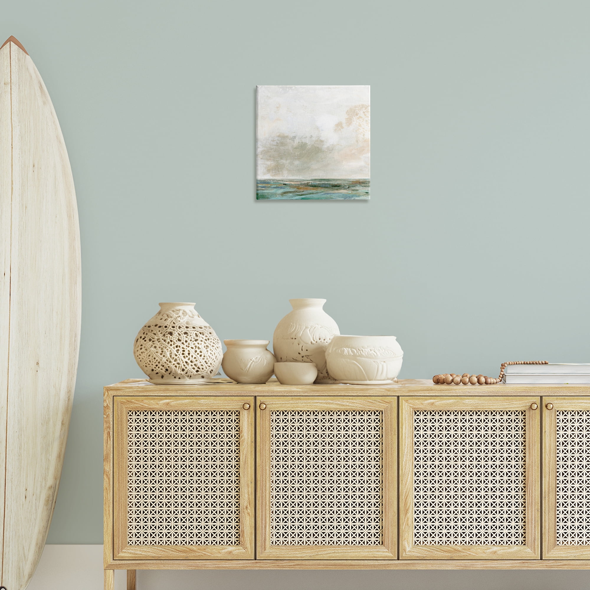 Stupell Industries Rustic Seascape Neutrals Abstract Painting Wrapped Canvas Art Print Wall Art, 17 x 17
