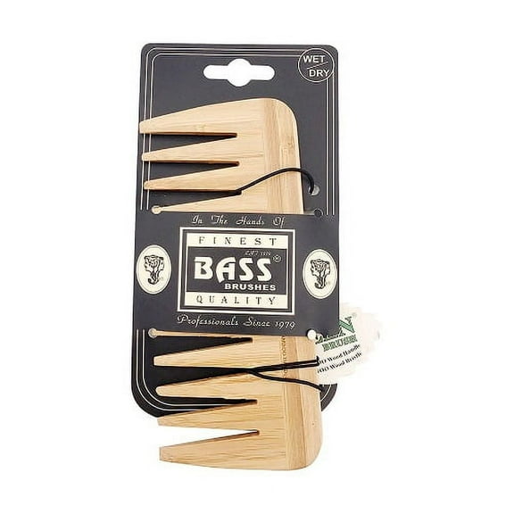 Bass Brushes Medium Wood Comb with Wide Tooth, 1 Ea