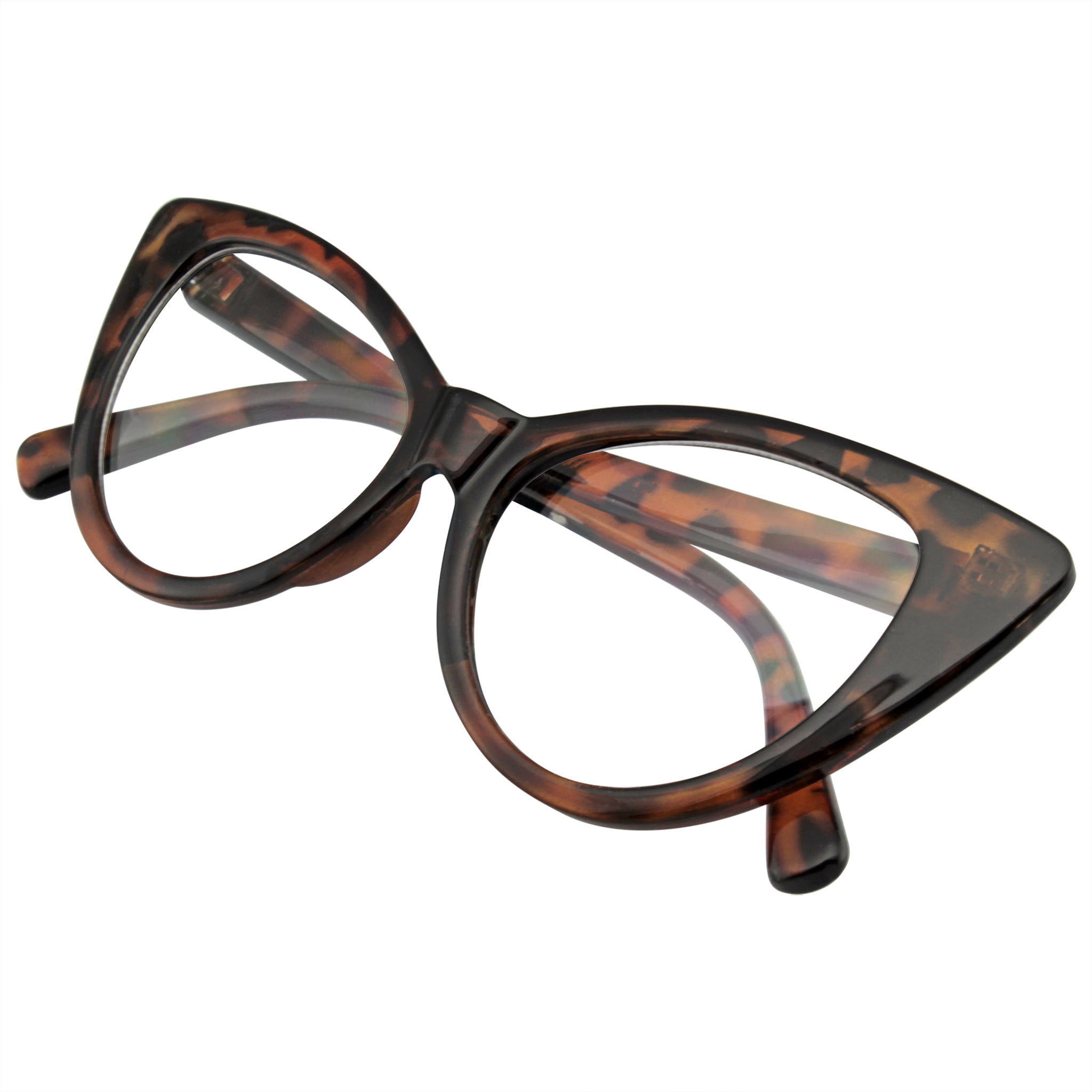 Case S136 Black Vintage Cat Eye Clear Glasses Sunglasses High Fashion Stylish 
