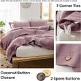 thumbnail image 3 of Simple&Opulence 100% Washed Linen Duvet Cover Twin Size -2 Pieces - Natural Flax French Country Bedding Set - Breathable Farmhouse Comforter Cover with Coconut Button Closure - Purple, 3 of 7