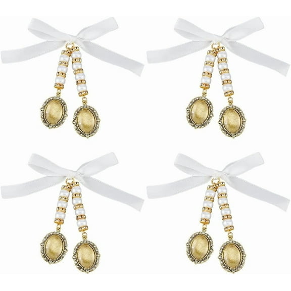 4Pcs Wedding Bouquet Charm Memorial Photo Charm Lacy Oval Bridal Bouquet Photo Charm with 8Pcs Oval Glass Cabochons for Engagement Bridal Party Decor