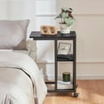 thumbnail image 5 of Farini C-Shaped End Table with Lockable Wheels, 3-Tier Rolling Side Table for Sofa, Bed & Living Room, Black, 5 of 7