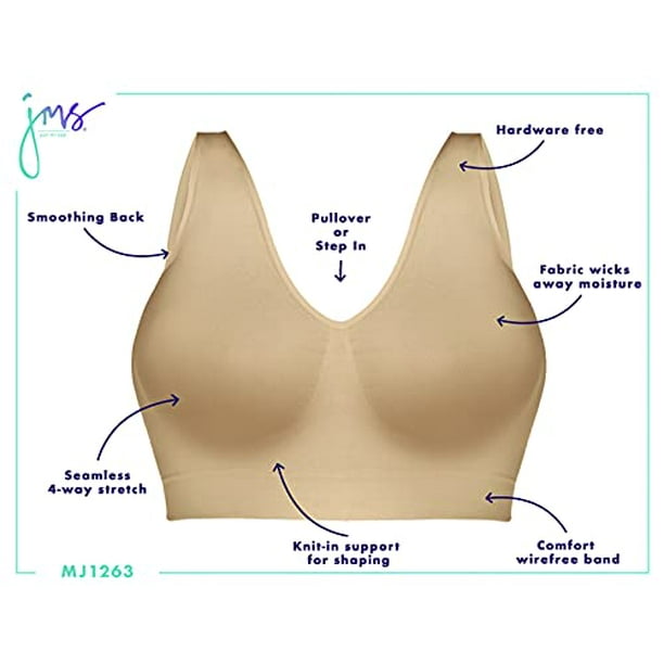 Just My Size Womens Pure Comfort Seamless Wirefree Bra - Best-Seller, 2X 