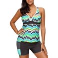 thumbnail image 1 of Womens Two Piece V-Neck Tankini Swimsuit with Boardshort Plus Size, 1 of 4