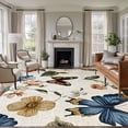 thumbnail image 2 of Spring Vintage Area Rugs 5x7 ft Red Blue Beige Flower Butterfly Oil Painting Washable Rug Non Slip Indoor Carpet Absorbent Floor Mat for Living Room Bedroom Dining Room, 2 of 9