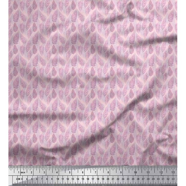 Soimoi Polyester Crepe Fabric Artistic Leaves Printed Craft Fabric by The Yard 42 Inch Wide