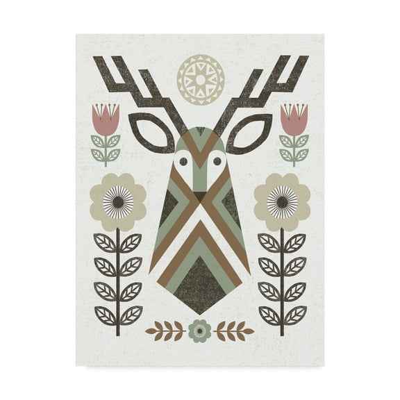 Trademark Fine Art 'Folk Lodge Deer II Hygge' Canvas Art by Michael Mullan