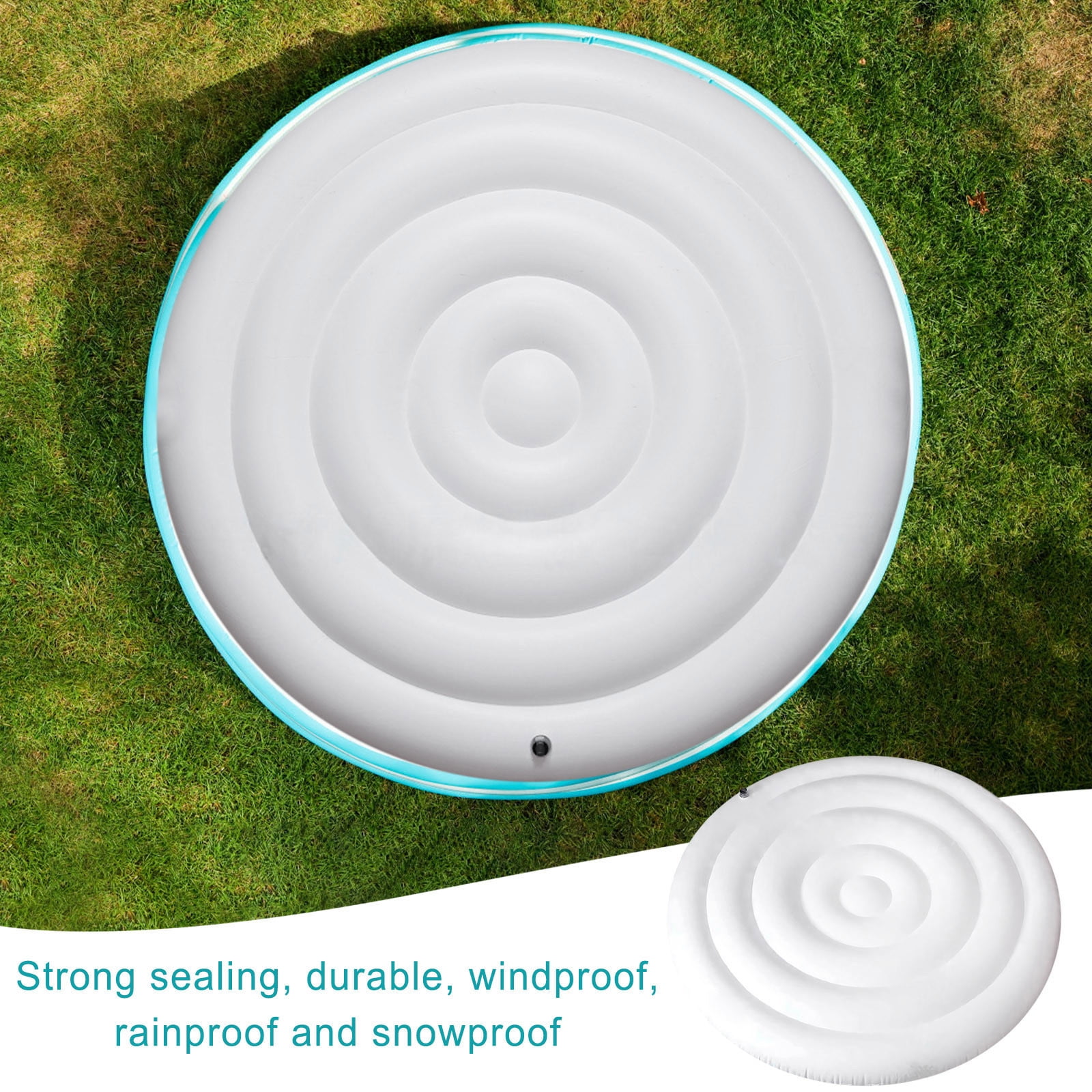 Zhourta Portable Inflatable Round Hot Tub Cover with Handle, Insulated Hot Tub Lid for Outdoor, Save Energy Rain Proof Snow Proof Spa Pool Accessories