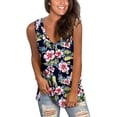 thumbnail image 2 of Womens Tank Tops V Neck T Shirts Sleeveless Tops Floral Side Split Tanks, 2 of 5