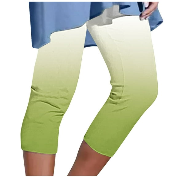 Cargo Capris for Women New Women's Summer Beach Capris Plus Size Solid Vacation Casual Capris Trousers Fashion Workout Athletic Yoga Pants Capris Pants for Women Green L