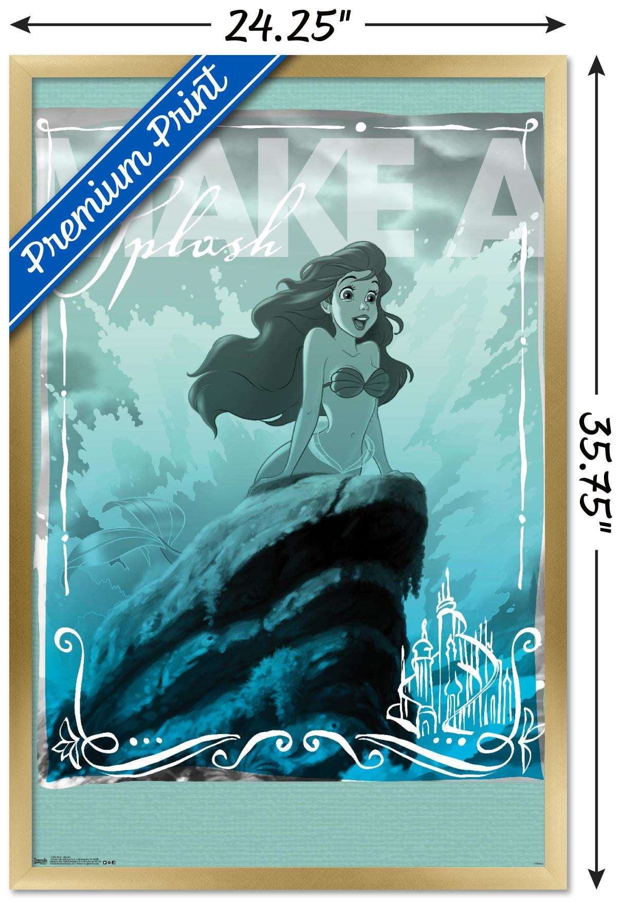 Disney The Little Mermaid Ariel Splash Wall Poster 22 375 X 34 Framed Walmart Com