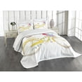 thumbnail image 3 of Ambesonne Vintage Quilted Bedspread Set 3 Pcs, Bicycle with Flowers, Queen Size, Yellow and White, 3 of 5
