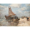 thumbnail image 2 of Gregor von Bochmann 18x15 Gold Ornate Wood Frame and Double Matted Museum Art Print Titled - Fisher on the Beach of Katwiyk, 2 of 4